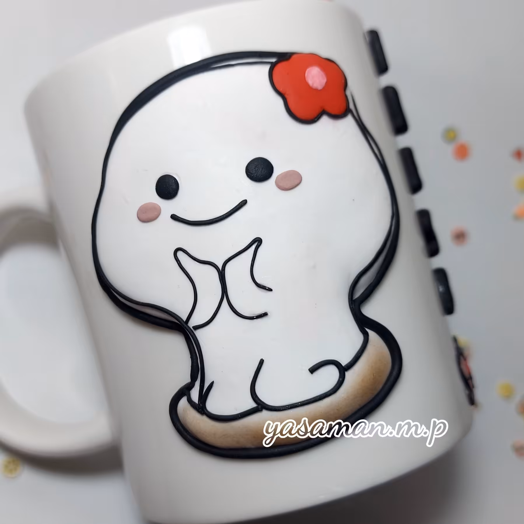 ماگ  استیکری،ساخته شده با خمیر فیمو المان،ضد اب و قابل شستشو،مناسب مایعات داغ