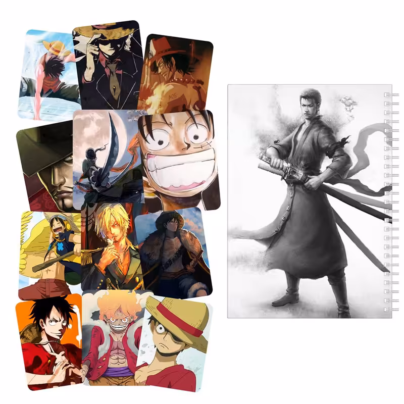 دفتر مشق باژیکان طرح One Piece کد 20213820 به همراه استیکر لپ تاپ مجموعه 13 عددی