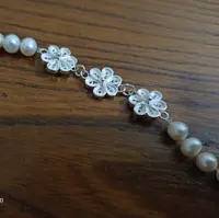دستبند ملیله طرح ماهک با مروارید پرورشی