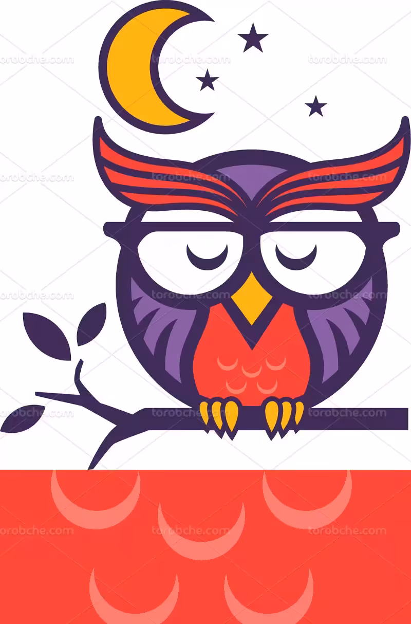 وکتور جغد خواب آلود | گرافیک با طعم تربچه