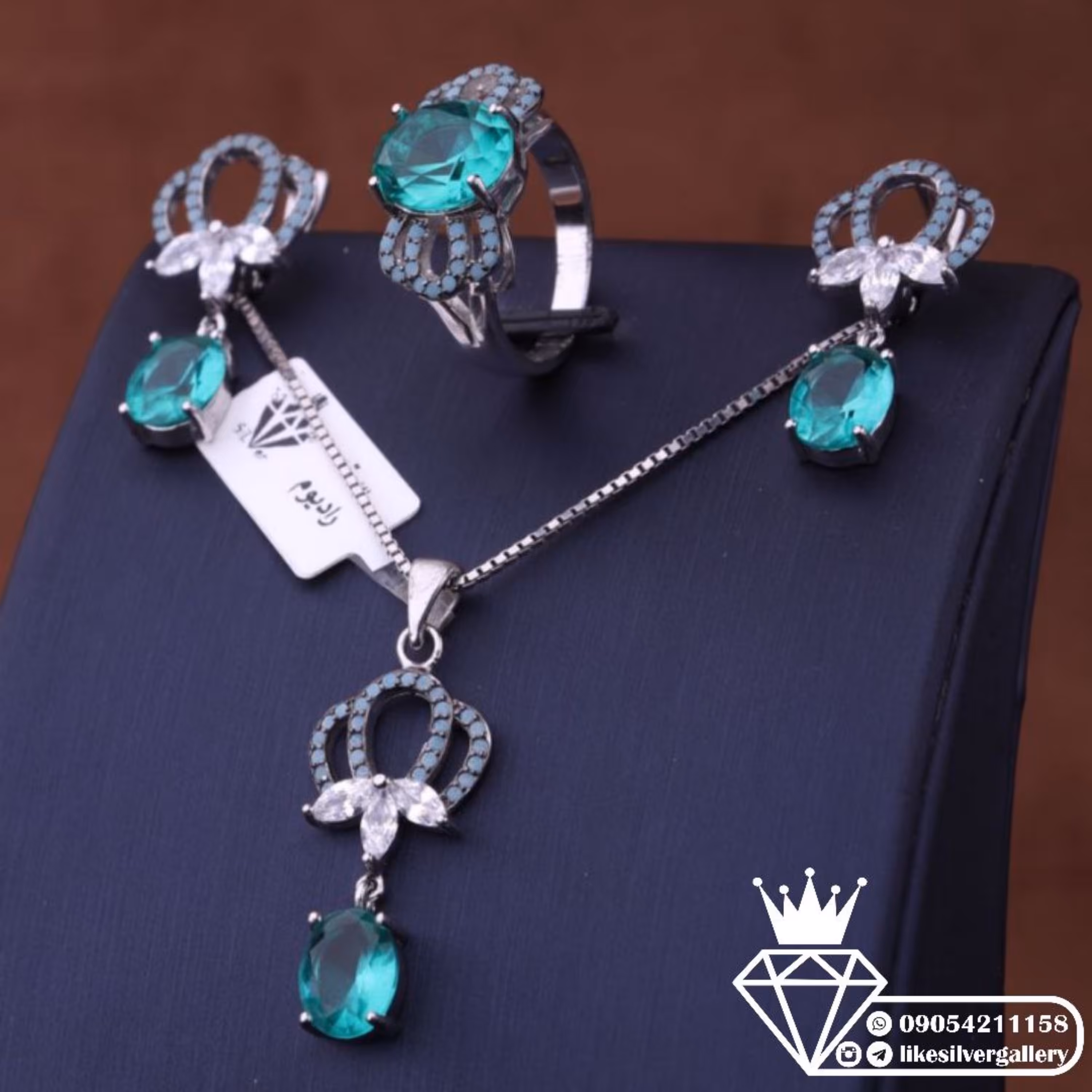 نیم ست زنانه نقره وزن 18 گرم ارسال رایگان 