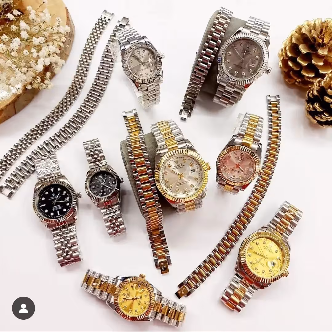 ساعت مچی ست عروس و داماد ساعت رولکس رنگ ثابت ضدحساسیت