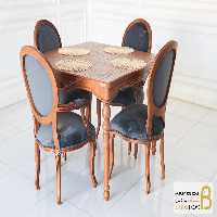 میزناهارخوری روتی با صندلی راشل پایه سم آهویی کد 3