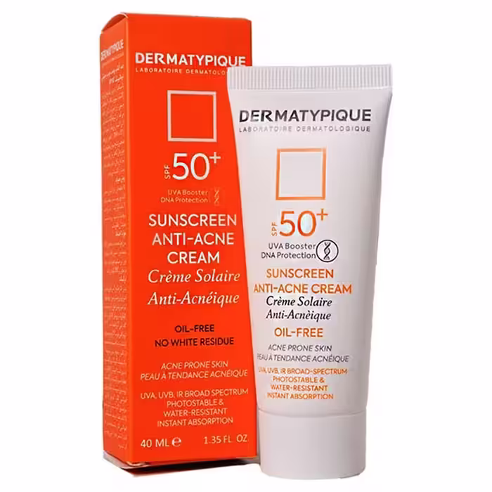 ضد آفتاب پوست چرب و جوش‌دار بی رنگ +SPF50 درماتیپیک40 میل 