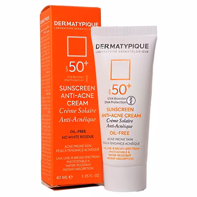 ضد آفتاب پوست چرب و جوش‌دار بی رنگ +SPF50 درماتیپیک40 میل 