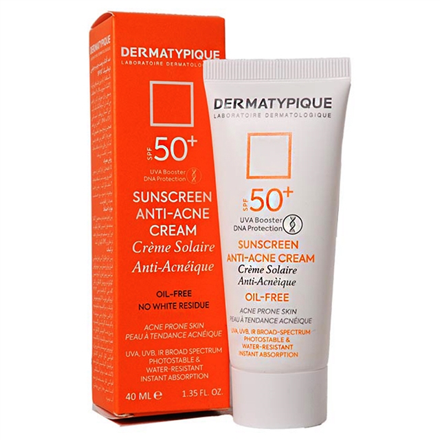 ضد آفتاب پوست چرب و جوشدار بی رنگ +SPF50 درماتیپیک40 میل