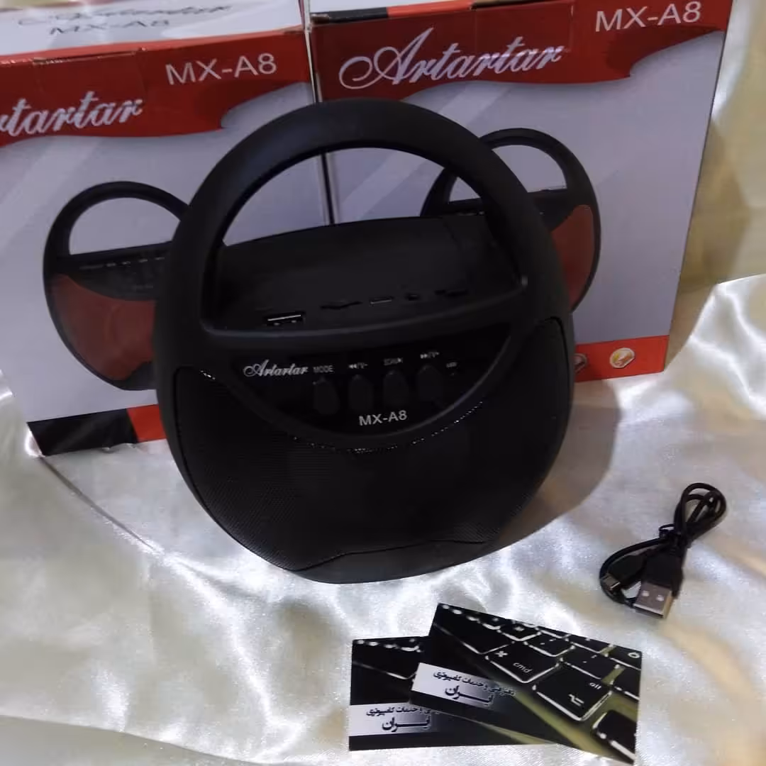 اسپیکر بلوتوثی مدلMX-A رنگبندی مشکی  منبع تغذیه باطری دارای کابل شارژ