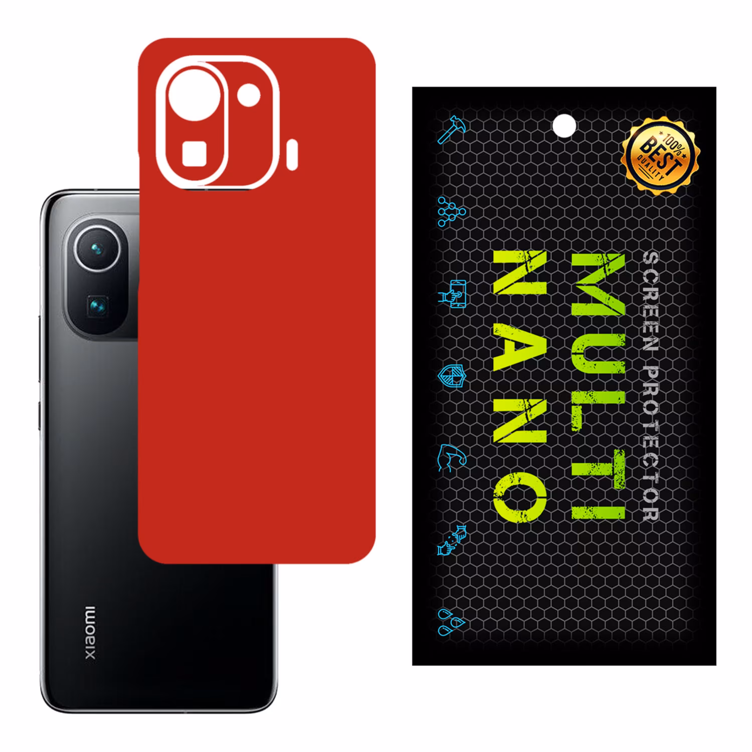 برچسب پوششی MultiNano مدل X-F1M-Red برای پشت موبایل شیامی Mi 11 Pro