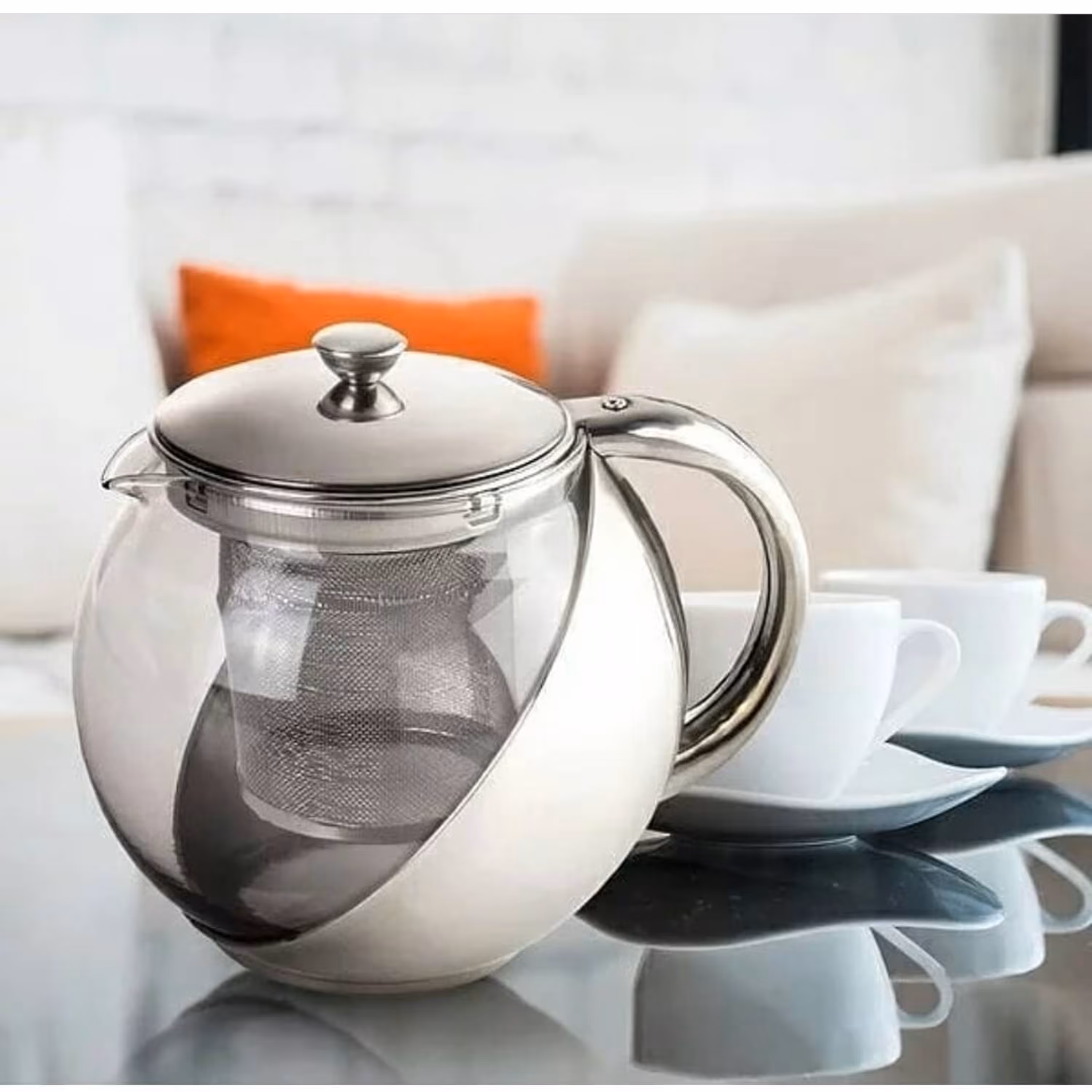 قوری نیم استیل 750میلی لیتر طرح تپل