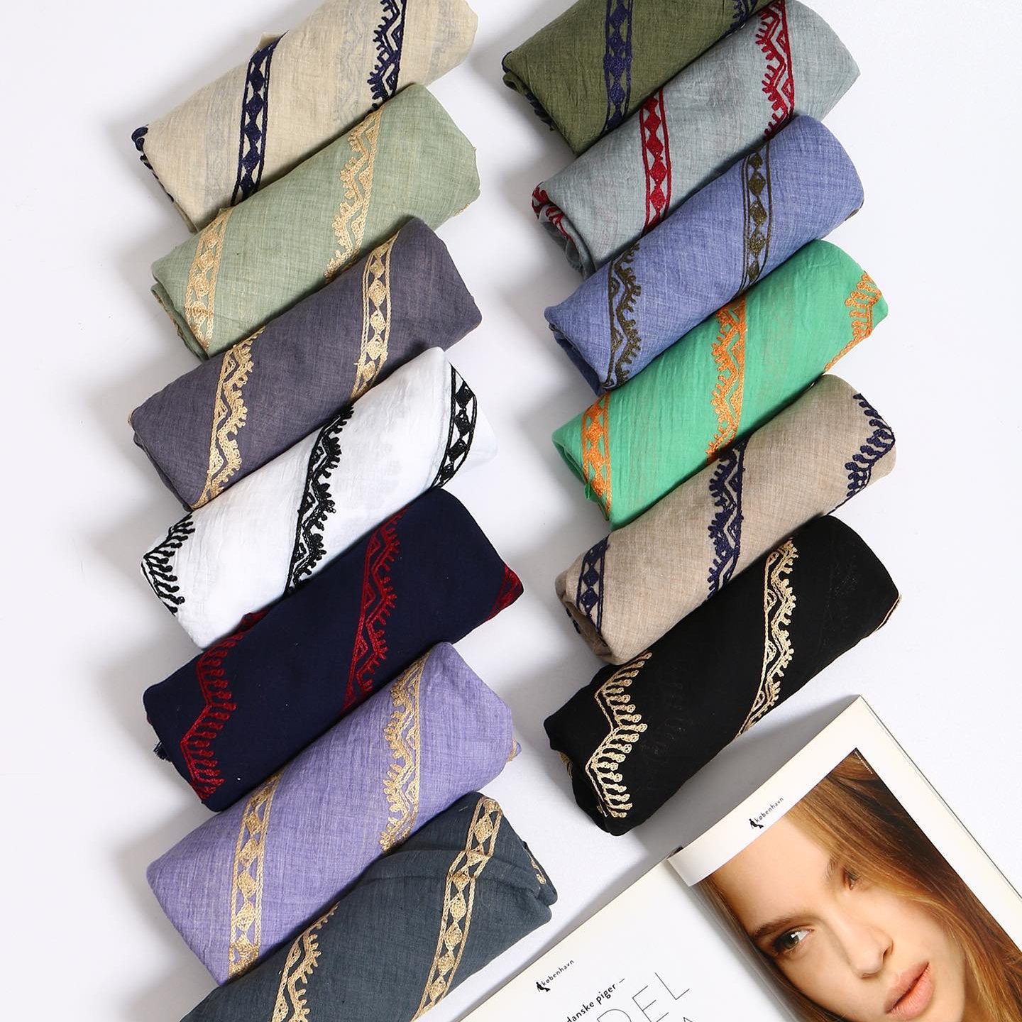 شال نخی خامه دوزی وارداتی