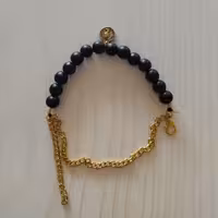 دستبند دخترانه -زنان اونیکس مشکی،طرح سکه