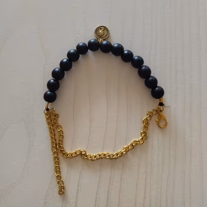 دستبند دخترانه -زنان اونیکس مشکی،طرح سکه