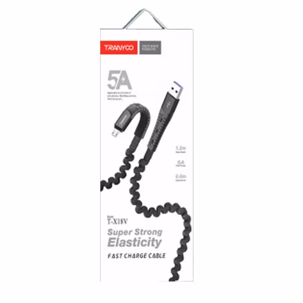 کابل فست شارژ میکرو X18 ترانیو (تایپ بی - مقاوم و محکم و مناسب - کابل شارژ  ارزان ) سیم شارژر موبایل