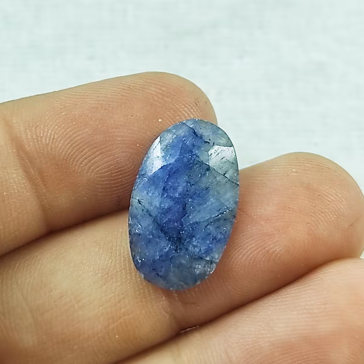 سنگ یاقوت کبود طبیعی مدل بیضی کد 5037627