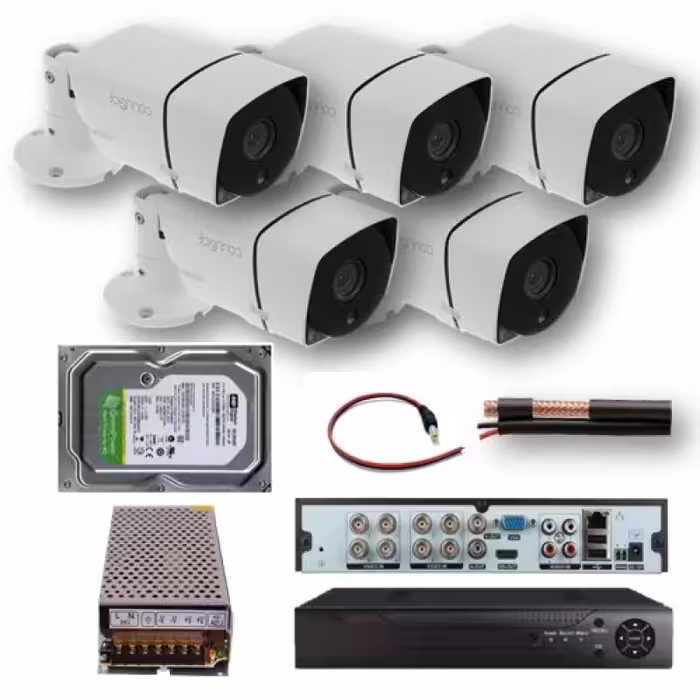 دوربین مداربسته 5 عددی AHD  برند کانکت پکیج همه تجهیزات