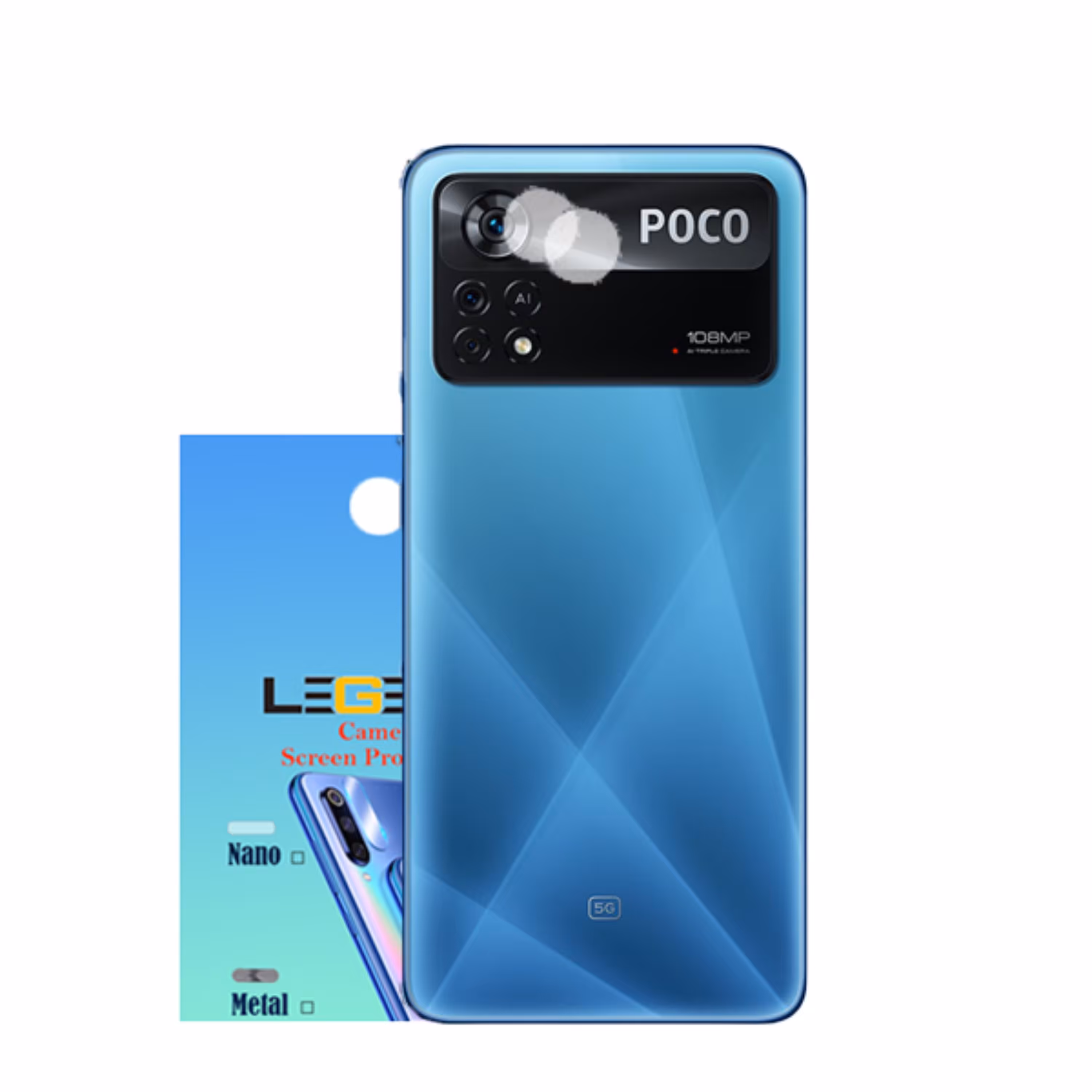محافظ لنز دوربین نانو گلس مدل لجند مناسب موبایل شیائومی Poco X4 Pro بسته 2 عددی