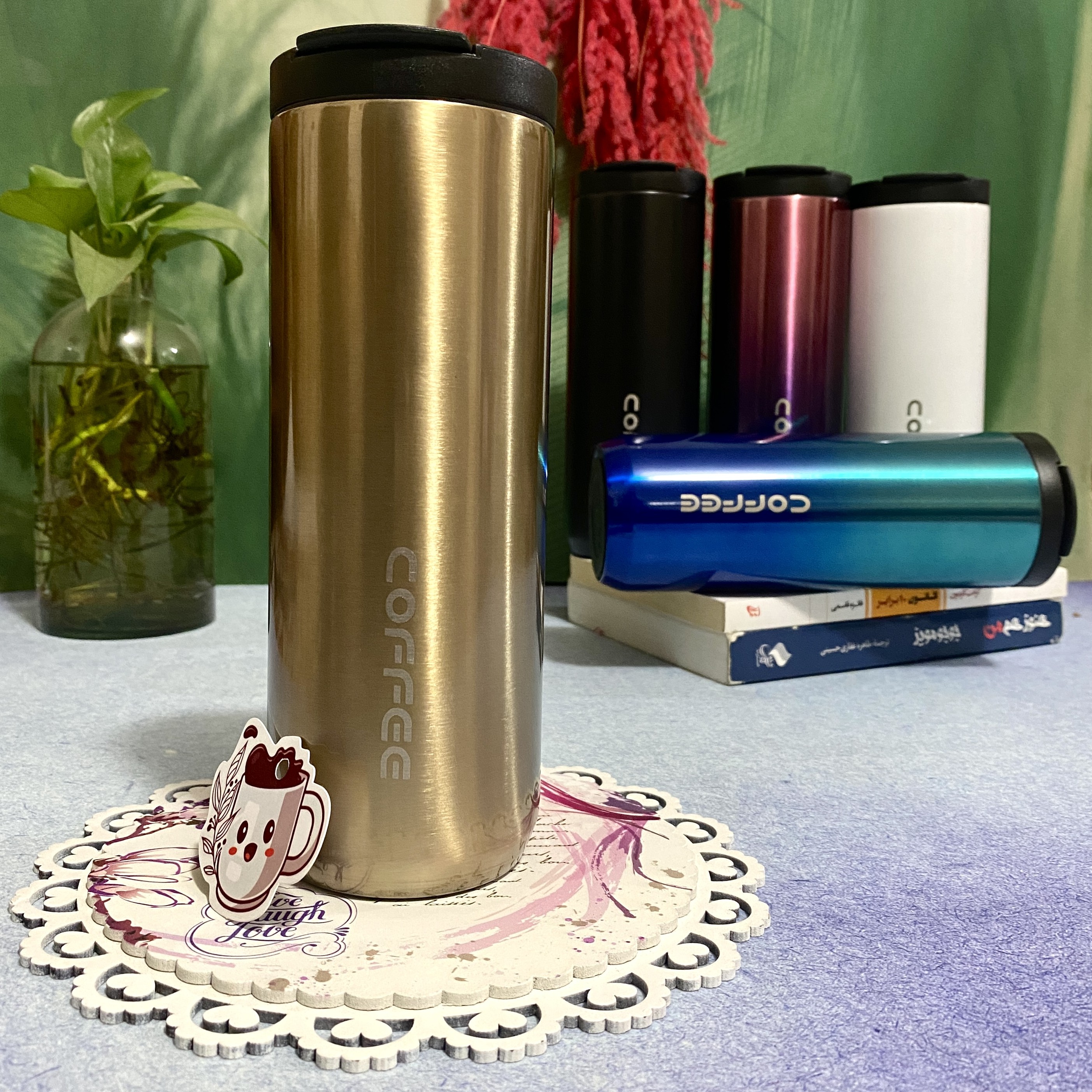 تراول ماگ طرح Coffee گنجایش 0.55 لیتر رنگ طلایی