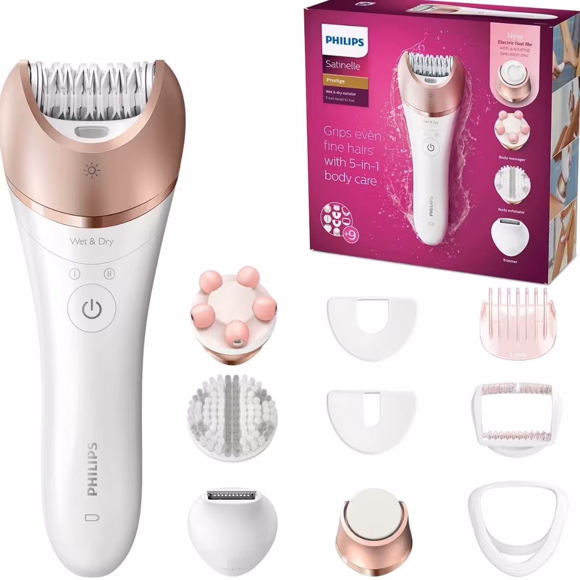 اپیلاتور حرفه ای فیلیپس اورجینال به همراه 10 سری مختلف مناسب بدن صورت 