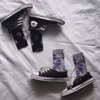 پک 2جفتی جوراب NASA ساقدار زمینه طوسی و مشکی نخ پنبه فری سایز