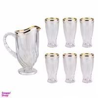 سرویس پارچ و لیوان 7 پارچه مجستی مدل تولیپ لب طلا