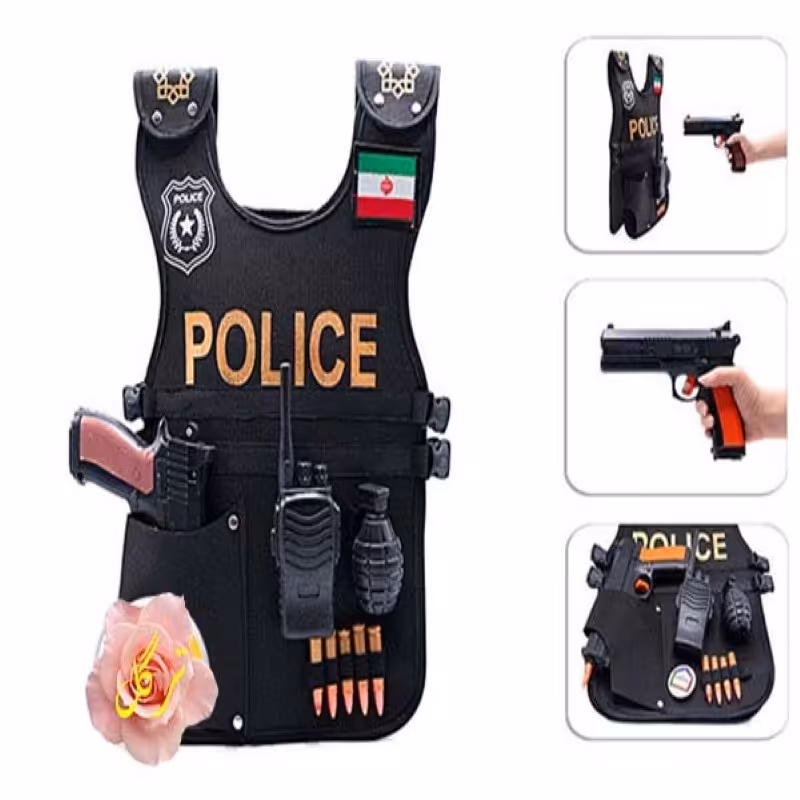 جلیقه پلیس با لوازم کلت و بیسیم و نارنجک کیفیت فوق العاده