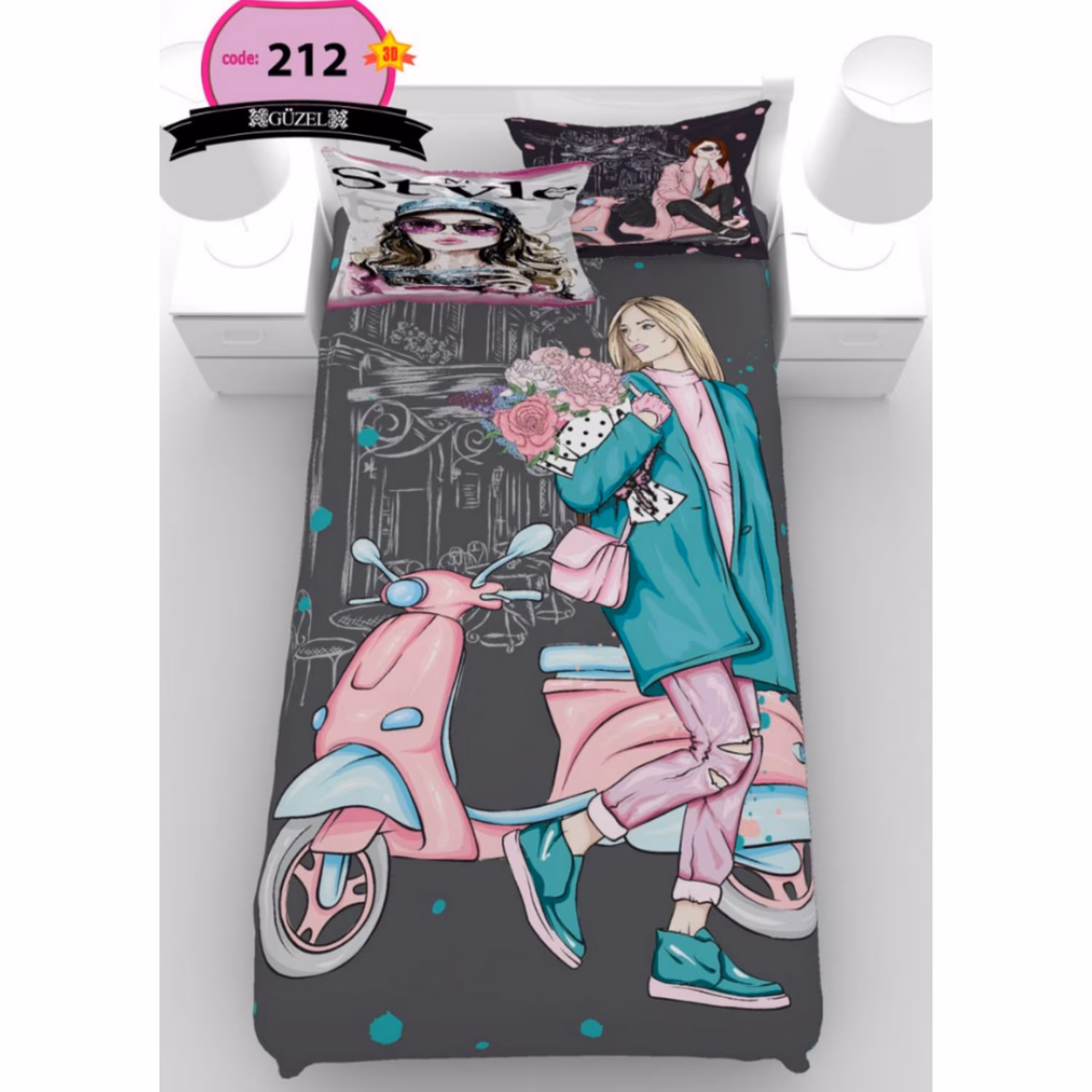 روتختی تک نفره سه بعدی برند گوزل -5 تکه -کد212