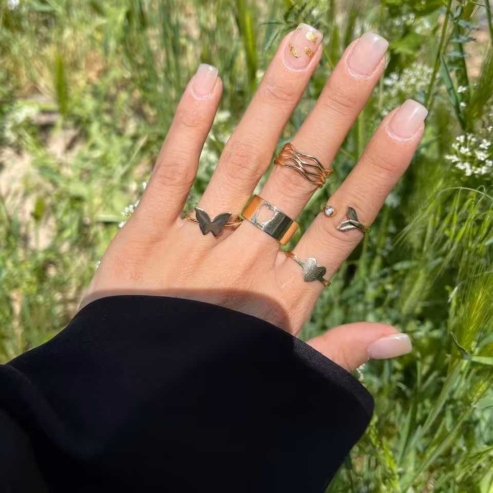 پک انگشتر  وال و پروانه طلایی