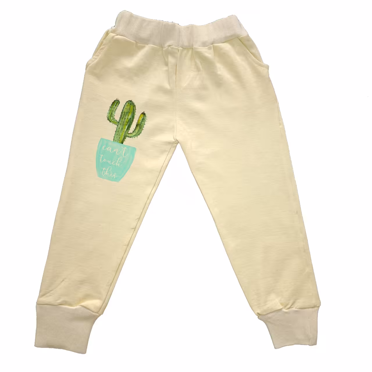 شلوار راحتی بچه گانه زرد و طوسی مناسب برای سنین 2 تا 3 سال 