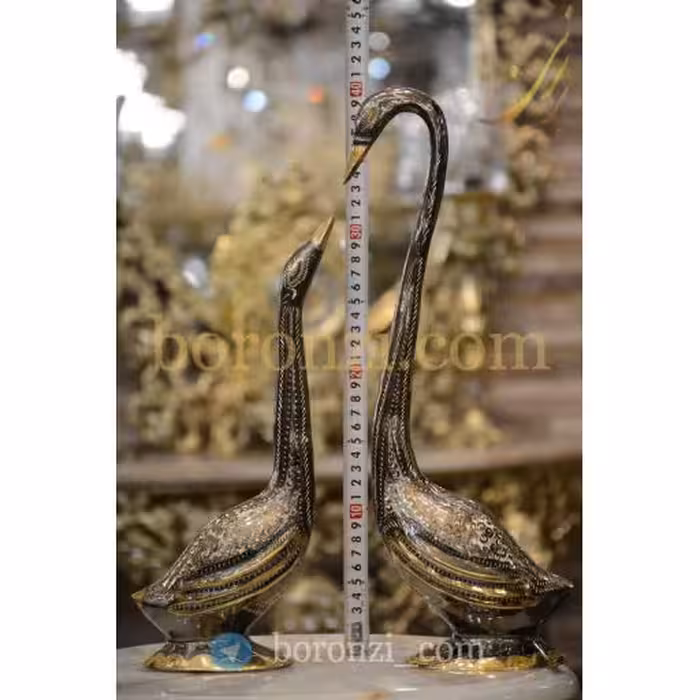 درنا جفتی برنزی سیاه قلم 39سانت