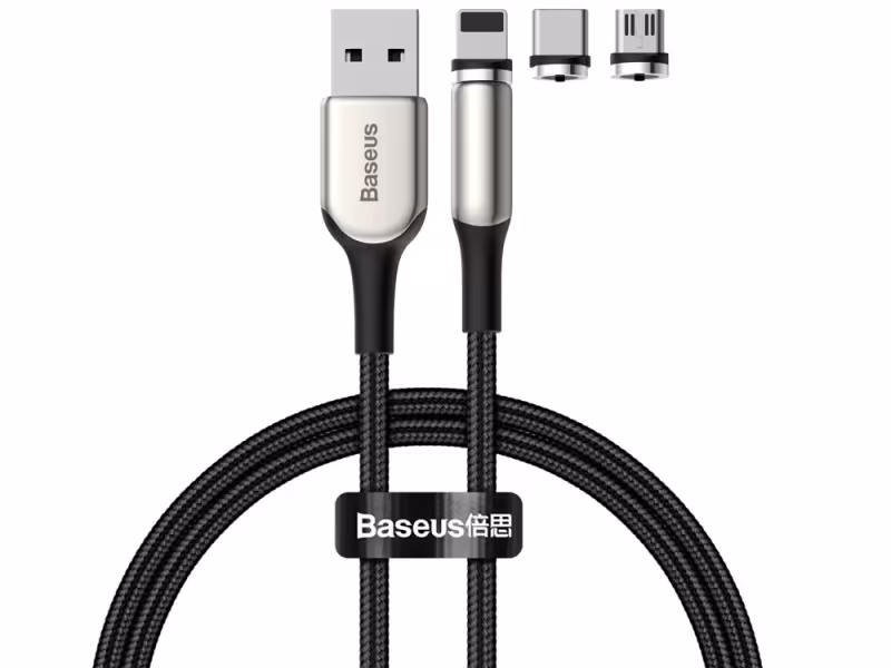 کابل شارژ سه سر آهنربایی بیسوس Baseus Zinc Magnetic Cable Kit 2M