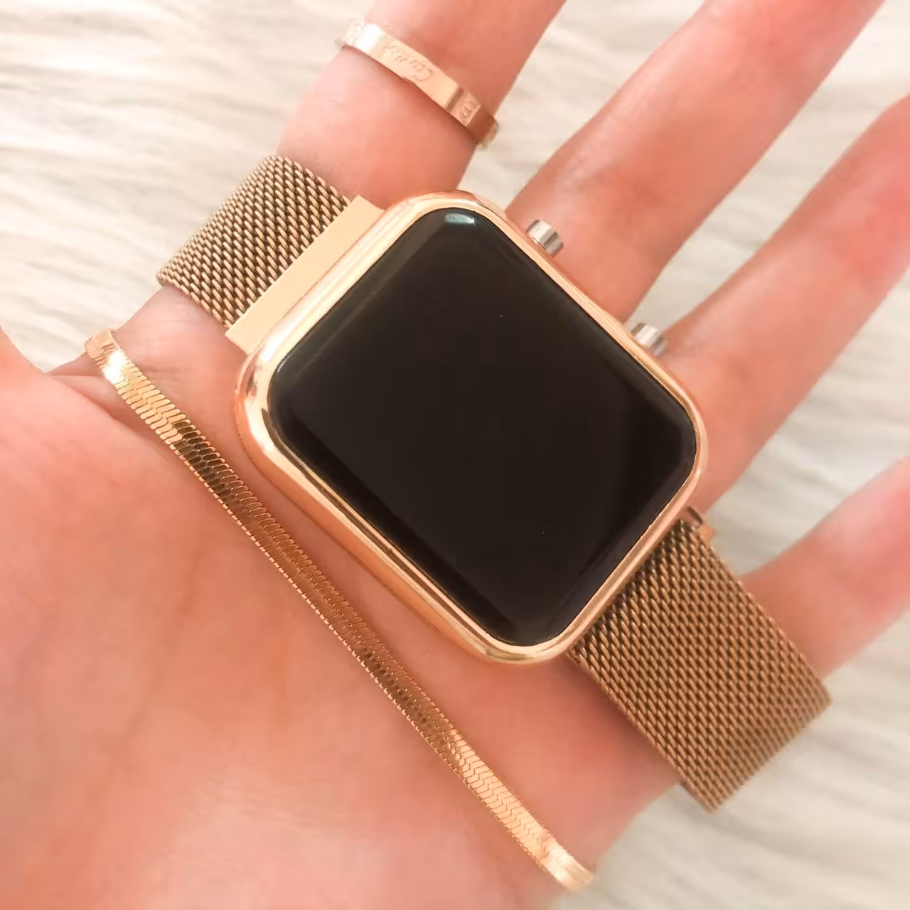 ست ال دی دی  بند حصیری رز گلد