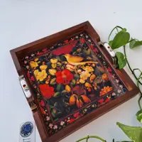 سینی چوبی رزینی دکوپاژ 33در33 دسته سرامیکی طرح 180 هنرکده نقشینه
