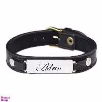 دستبند مردانه گيلواره زراوشان مدل چرم طبیعی اسم آدرین کد FLK01