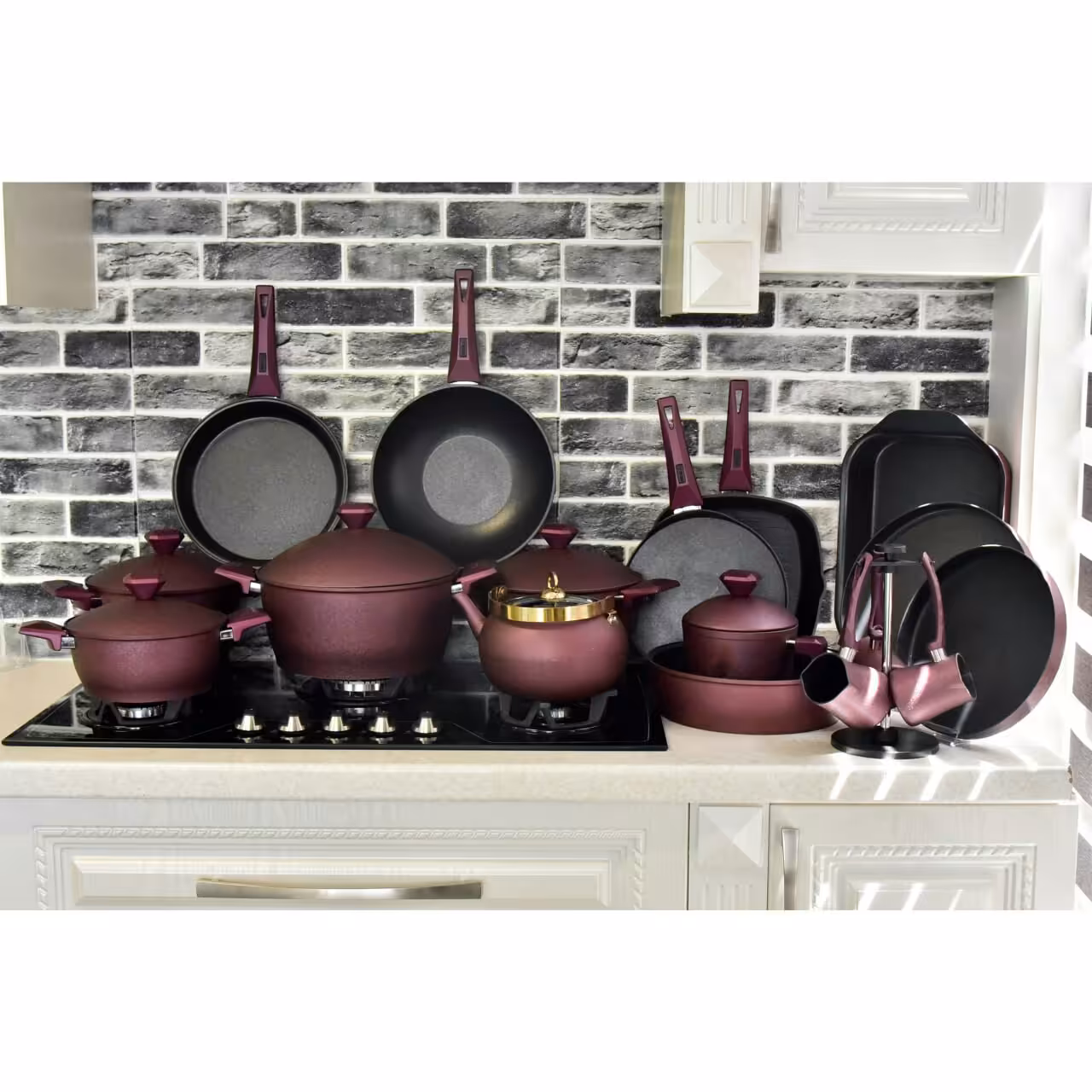 سرویس قابلمه 24 پارچه گرانیتی بنفش پوست پیازی    برند گیگیلی ترکیه دوروگرانیتی 