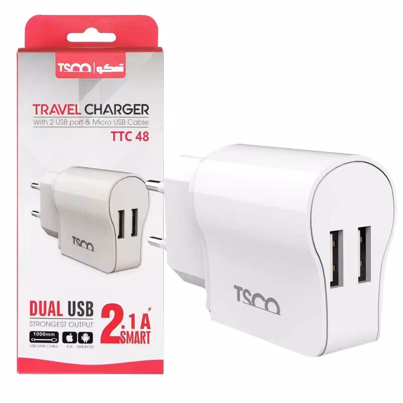 کلگی شارژر دو پورت تسکو با کابل میکرو TTC 48
