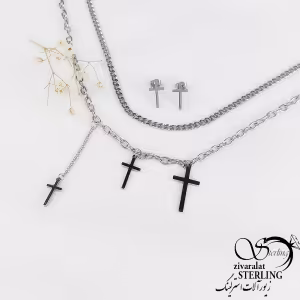 نیمست آویز صلیب برند استیل کد 10735