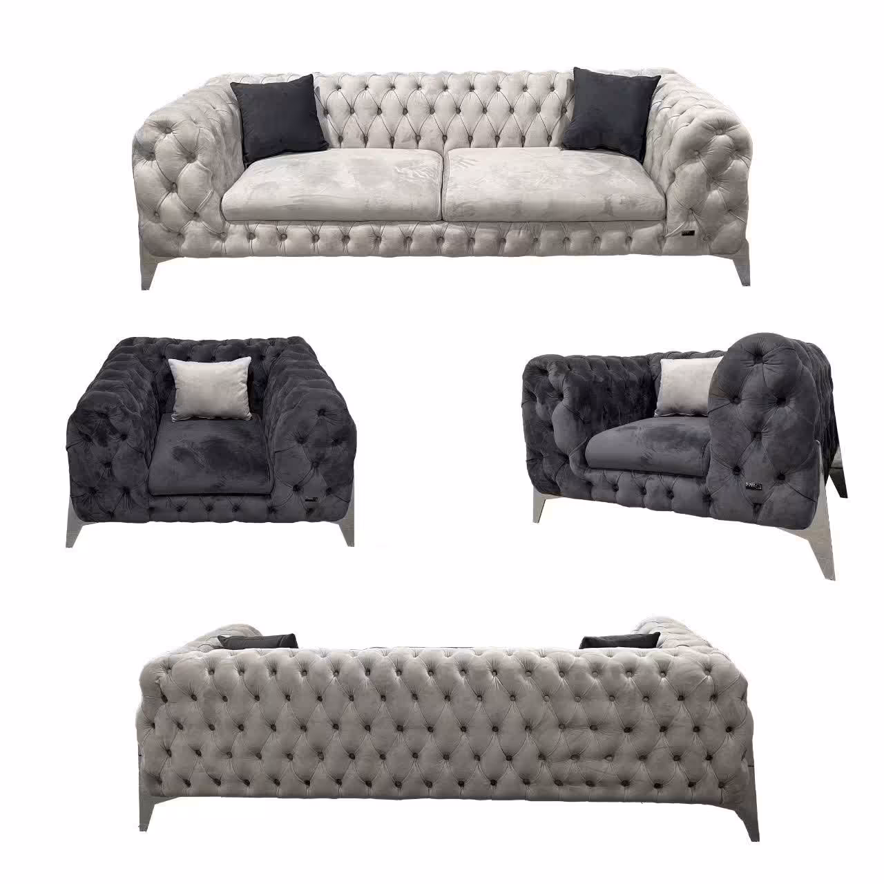 مبل راحتی ستاره 8 نفره لمسه دست پایه فلزی با آبکاری