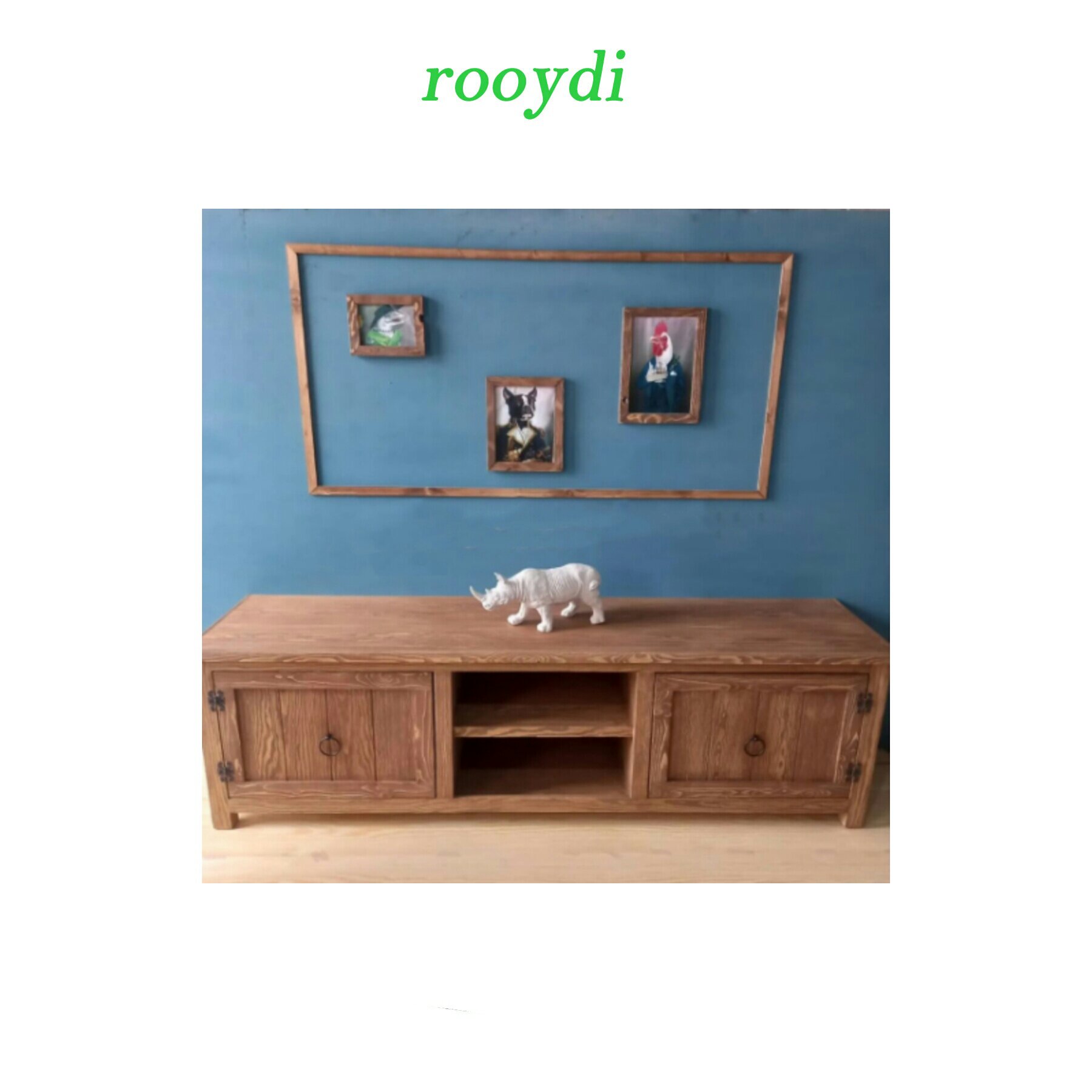 میزT.V وکنار سالنی ام دی اف با روکش چوب روسی رنگ قهوه ای روشن