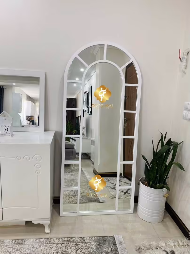 آینه قدی مدل خاتون | رنگ پلی اورتان سفید |‌ قاب چوبی |‌ ساید 70 *180 سانتیمتر - آینه اول