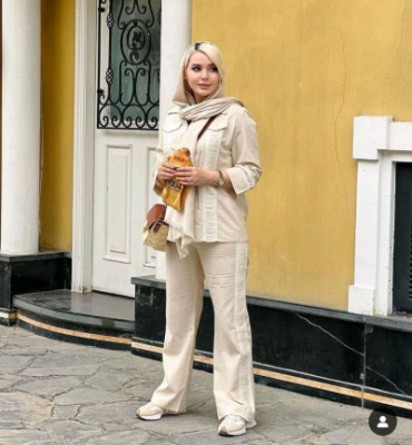 مانتو شلوار زنانه لنین نچرال مدل ست سودا