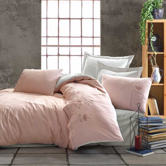 ست ملحفه شاه سر مدل Sahser Saten Lutus Pudra دو نفره 6 تکه 