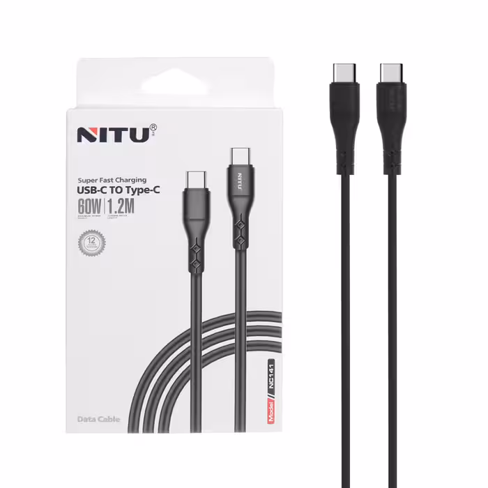 کابل شارژ فست 1.2 متری NITU Type-C to Type-C مدل NC141 