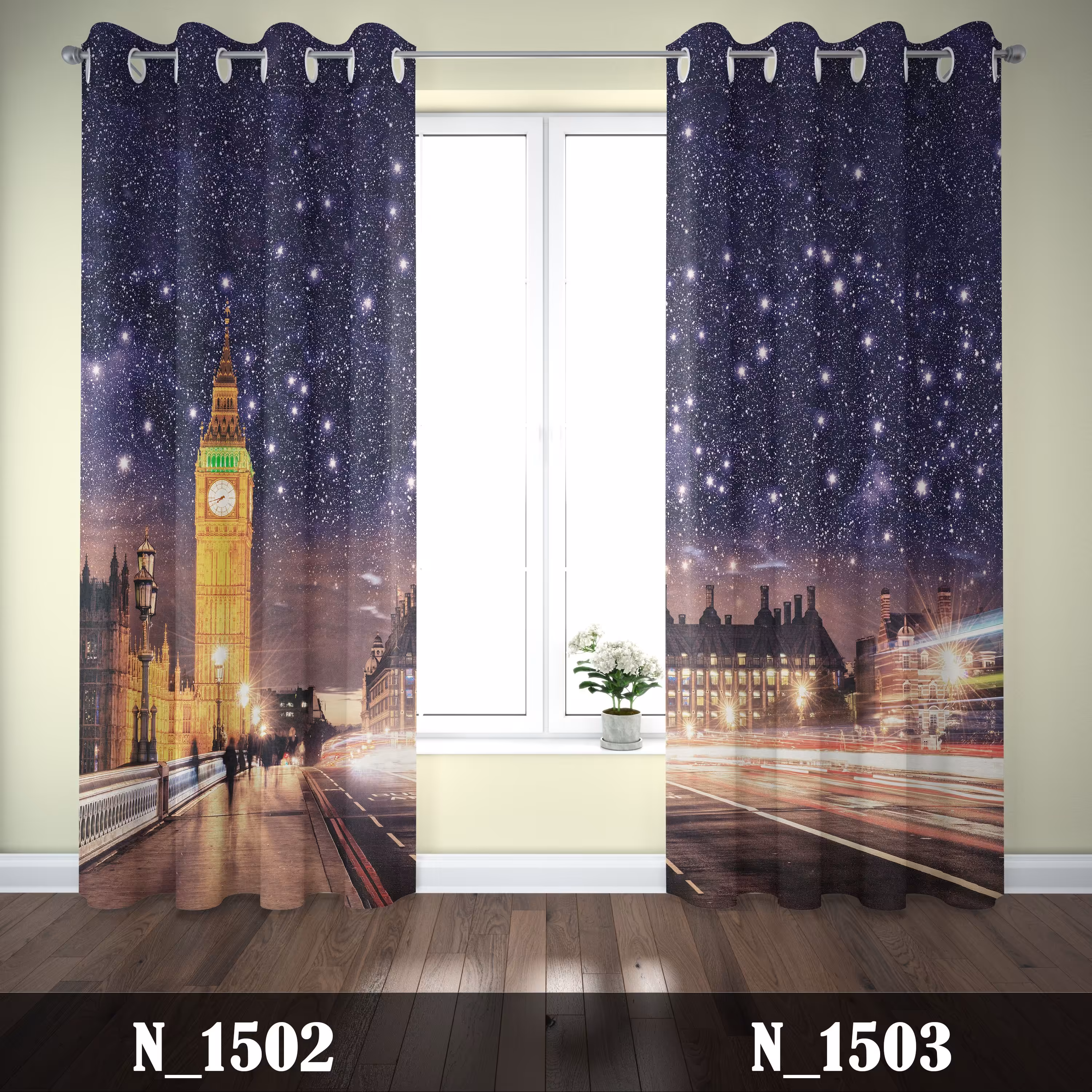 پرده جدید طرح شب و آسمان و ستاره 