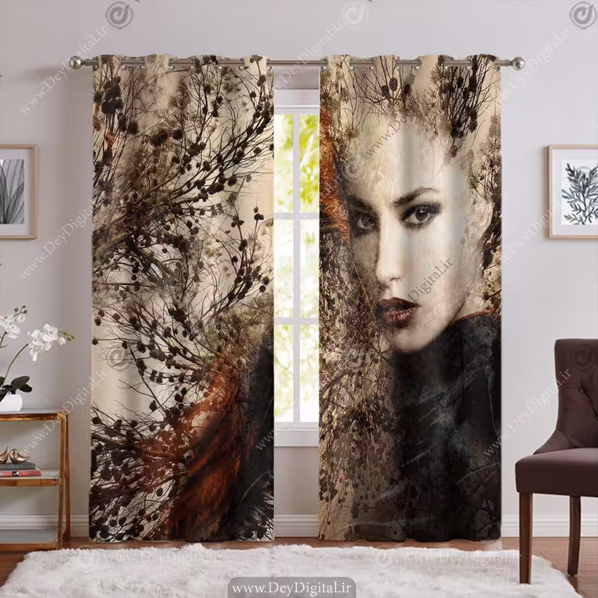 پرده سه بعدی طرح چهره اسپرت زن PK-6489