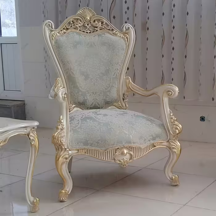 مبل سلطنتی سفارشی ساز  با چوب راش و ابر یورتان و فوم سرد، پشت لمسه و طراحی پشتی ارگونومیک با مواد اولیه بسیار با کیفیت 