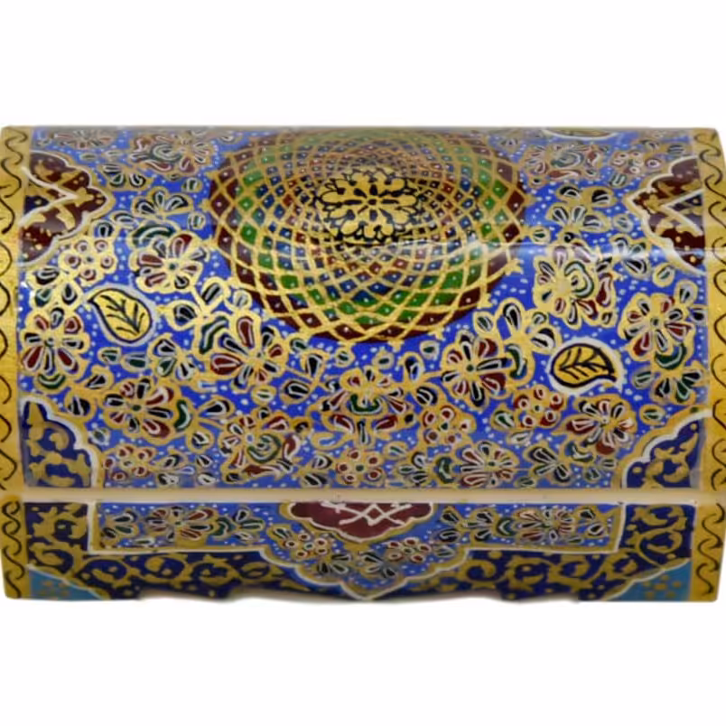 جعبه جواهر استخوانی با مینیاتور تذهیب