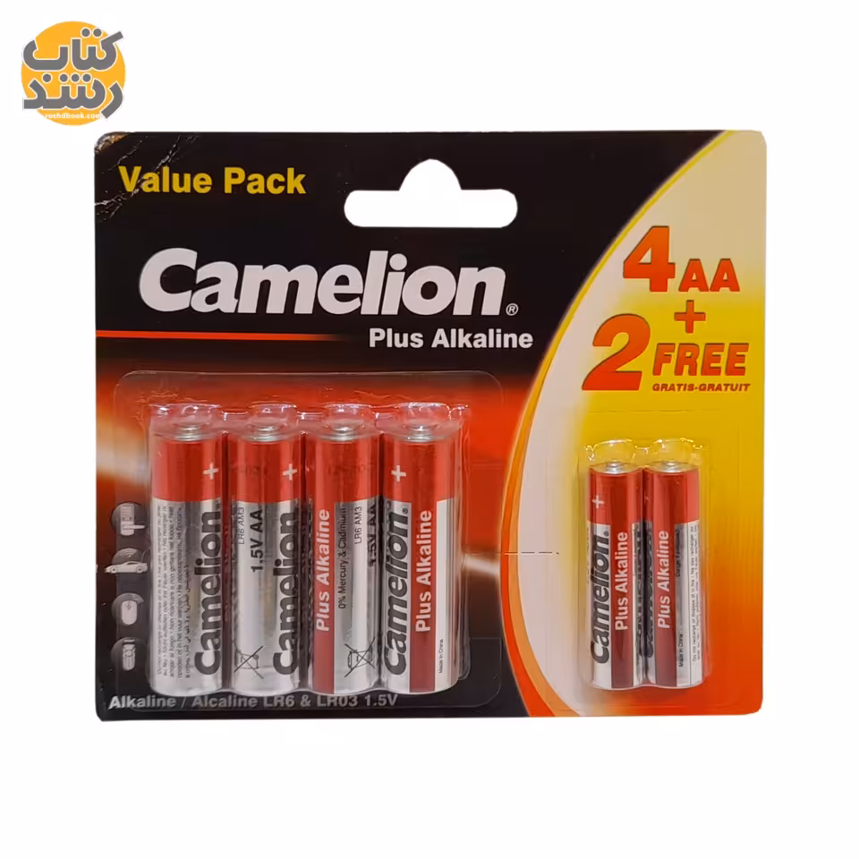 باتری قلمی و نیم قلمی 1.5V کملیون Camelion Plus Alkaline مجموعه 6 عددی