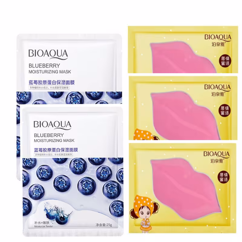 ماسک صورت بایو آکو مدل  بلوبری وزن 25 گرم به همراه ماسک لب  بایو آکو مدل گریپ فروت وزن 8 گرم