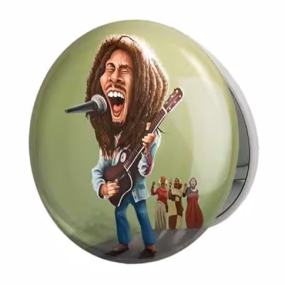 آینه جیبی خندالو طرح باب مارلی Bob Marley مدل تاشو کد 3273
