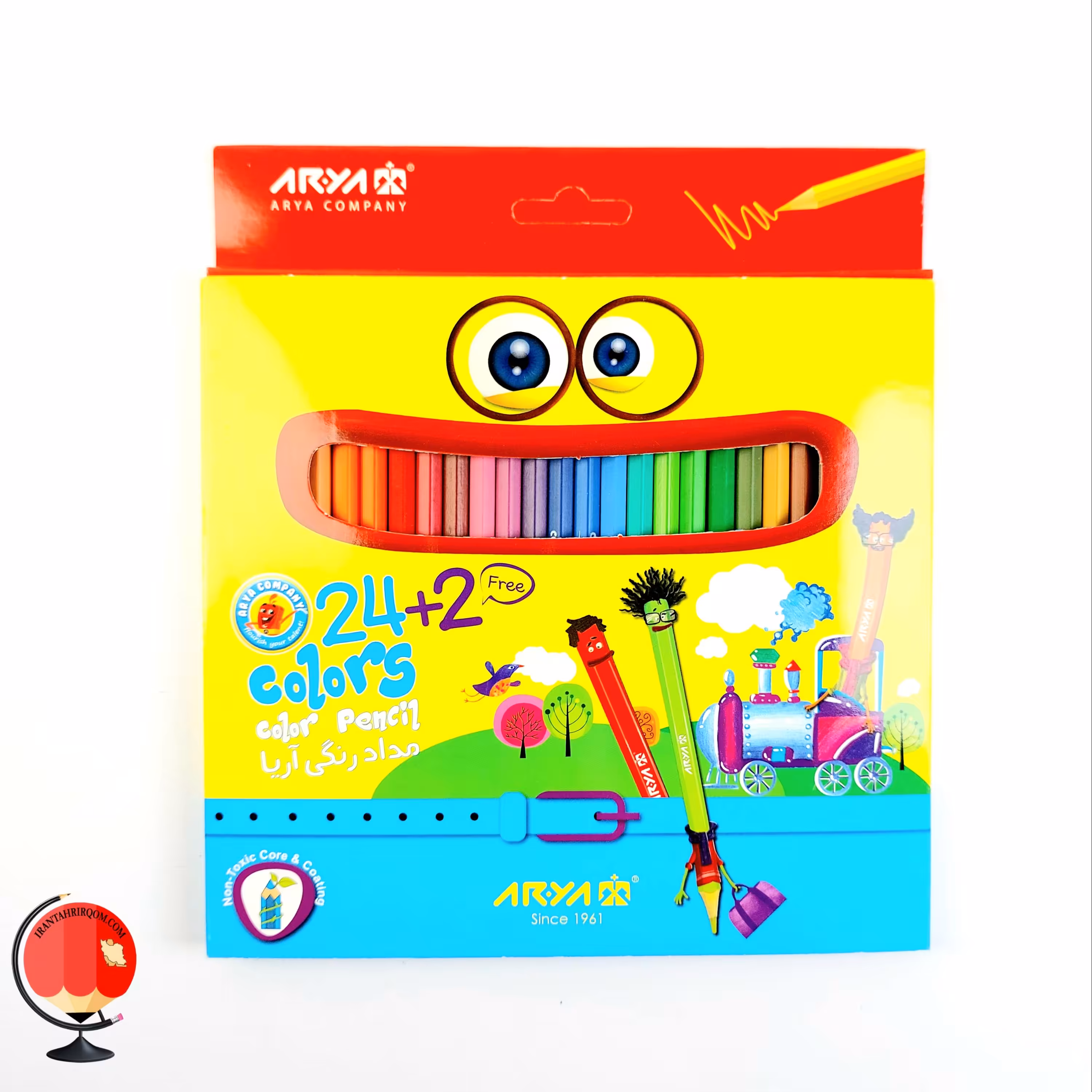 مداد رنگی 24 رنگ آریا جعبه مقوایی طرح پسر کد 1451
